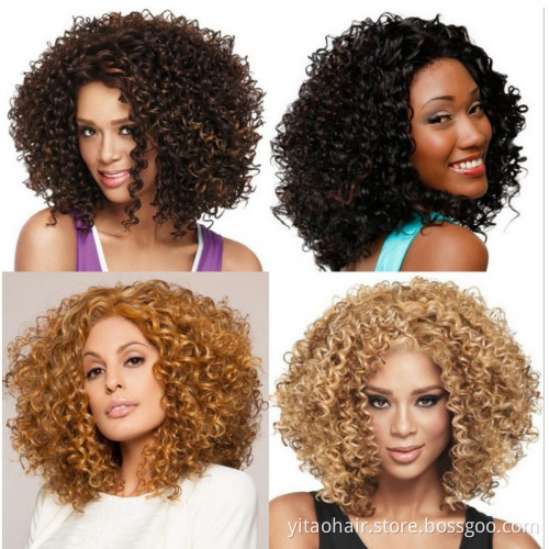 New arrival  Afro Curly Wigs for black women with factory price ,High-Temperature Artificial Synthetic Hair  vendor,
